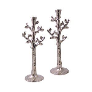 BRAND NEW Michael Aram Tree of Life Candlesticks Set  - Nickel / Silver - IN BOX